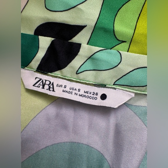 ZARA Retro Printed Co-Ord Set —Button-Down Blouse + High Waist Skirt, Small - Picture 4 of 9